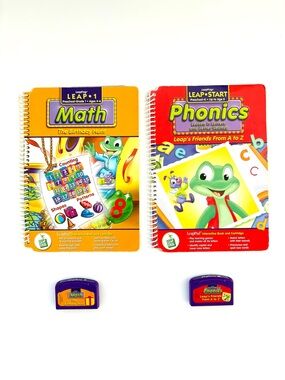 Lot Of 2 LeapFrog Leappad Start Preschool Phonics And  Math  Books & Cartridges
